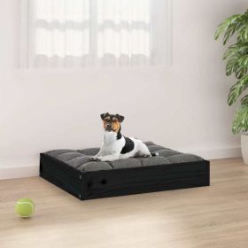 Solid Wood Pine Dog Bed Black 20.3"x17.3"x3.5" (W x D x H)