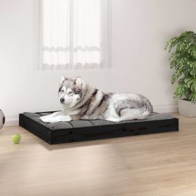 Solid Wood Pine Dog Bed Black 40"x29.1"x3.5"  (W x D x H)