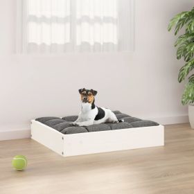 Solid Wood Pine Dog Bed White 20.3"x17.3"x3.5" (W x D x H)