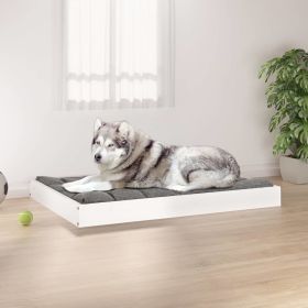 Solid Wood Pine Dog Bed White 40" x 29.1" x 3.5" (W x D x H)