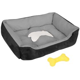 Fleece Dog Bed Black and Gray (Color: Black, Size: XXL)